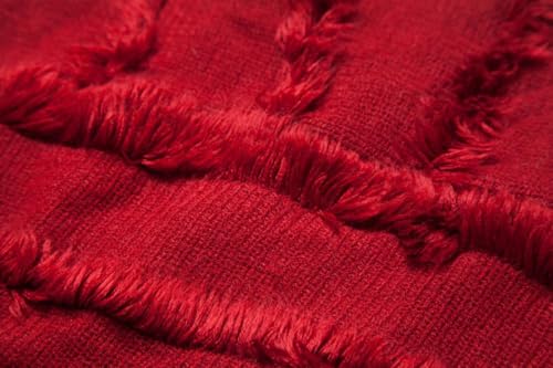 Women's V-Neck Solid Color Knitted Fuzzy Shawl Spring Fall Winter Plush Wraps4