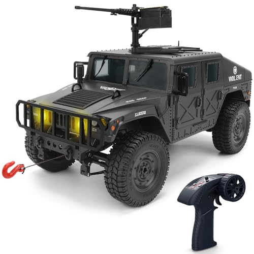 SWATOW 1:14 Scale 4WD Off-Road Car RC Crawler Military Truck with Led Light, All-Terrain Remote Control Car RTR Hobby Toy Armored Vehicle Gift for...
