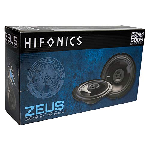 Hifonics Zs65Cxs Zeus Coaxial Car Speakers (Black, Pair) – 6.5 Inch Shallow Mount Coaxial Speakers, 300 Watt, 3-Way Car Audio, Passive Crossover, Sound System (Grills Included) #TOP4