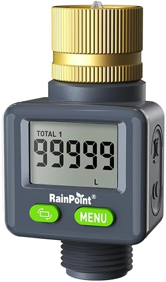 Amazon.com: Rainpoint Water Flow Meter with Brass Inlet, 180°Screen ...