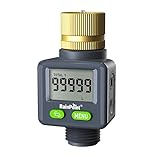 Rainpoint Water Flow Meter with Brass Inlet, 180°Screen-Flip Garden Hose Flow Meter, Measure up to 9999.9 Gallon/Liter Consumption & Flow Rate for RV, Garden Hose, Sprinkler & Nozzle Sprayer