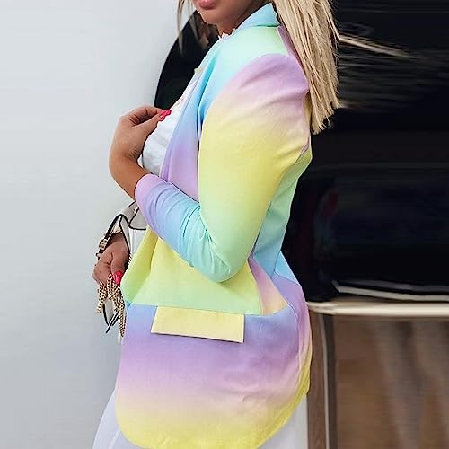 Womens Plus Size Blazer Suit Lightweight Button Lapel Long Sleeve Tie-Dye Gradient Jackets Casual Coat with Pockets4