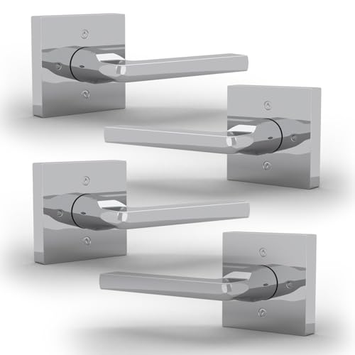 Image of Mega Handles Prime Dummy Door Handles - 4 Pack Heavy Duty Chrome Door Handles, Non-Turning Door Handle for Closet & French Doors, Single Side, Fits All Standard Doors - Polished Chrome
