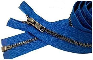 YKK- Jacket Zippers YKK #5 Antique Brass- Metal Teeth Separating for Crafters Special Color Victoria Blue #918 Made in USA -Custom Length 4 inches