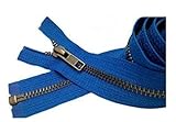 ZipperStop Wholesale Authorized Distributor YKK- 36 Inch Jacket Zippers YKK #5 Antique Brass- Metal Teeth Zipper Separating -Custom Length For Crafter's Special Color Victoria Blue #918 MADE IN USA. Measurements: Overall Length- 36.75 inch Actual Zip...