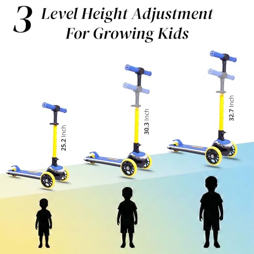 Image of STREETJAM Kurbee Kids Kick Scooter for 3-12 Years, Dazzling Chrome-Finished Deck (1st Time in India), BIS Approved, Extra Wide Deck, Two-Tone Design, Up to 50 kg Load (Blue with Golden Yellow)