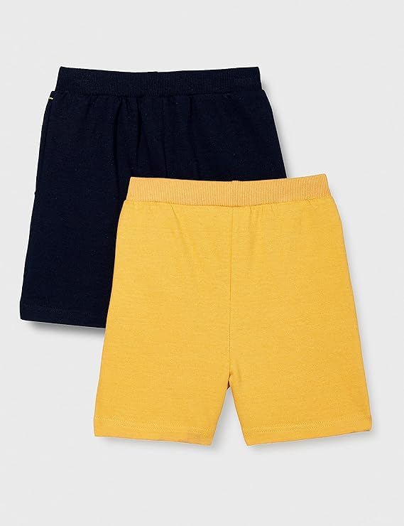 Image of Clotth Theory Boys Cotton Shorts Pack of 2 | Soft Breathable Fabric | Elastic Waist | Casual Wear Kids Comfortable Shorts