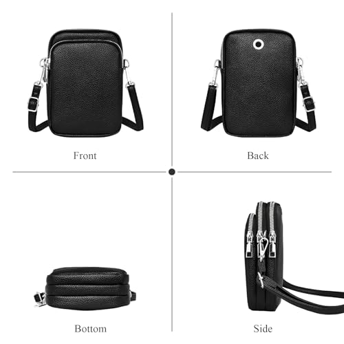 Soft Leather Crossbody Phone Bag Triple Zip Pocket Cell Phone Purse Wallet Mini Shoulder Handbag for Women2