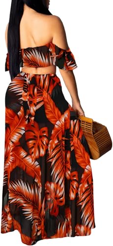 Image of Sexy Two Piece Sets for Women Vacation Elegant Sleeveless Top Long Split Maxi Dress Beach Swimwear