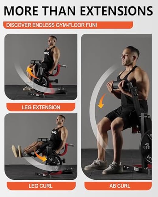 GMWD Leg Extension and Curl Machine, Lower Body Special Leg Machine, Adjustable Leg Exercise Bench with Plate Loaded, Leg Rotary Extension for Thigh, Home Gym Weight Machine