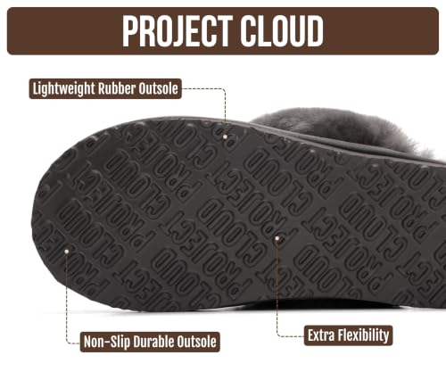 Image of Project Cloud Genuine Leather Fur-Lined Non-Slip Clog Slippers for Women | Memory Foam Insole Indoor Outdoor Mule Shoes - Comfortable House Footwear Womens Slippers - Fur-Lined Cold Weather Essentials