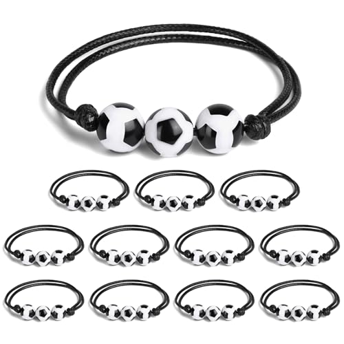 AUAUY 12 Stück Fußball Armbänd Kinder,Verstellbares Schnur Fußball Armband,Freundschaftsarmband, Fußball Party Fußballspiel Gewebte Armband für Mitgebsel Fussball Geburtstag Jungen Mädchen