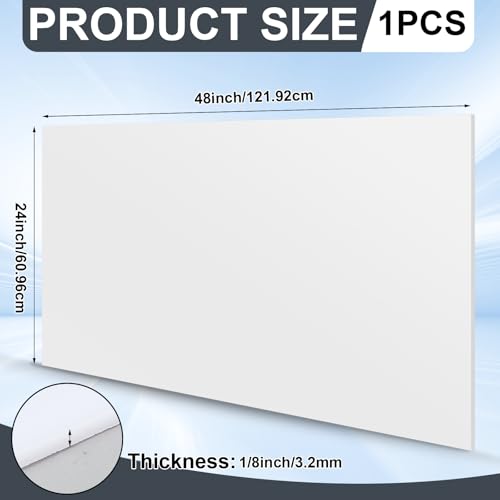 Image of Wonderjune 24 inch x 48 inch x 1 /8 inch White Acrylic Sheets Translucent White Cast Acrylic Plastic Sheet Cut to Size for DIY Craft Projects Display Cases Signs Sneeze Guard