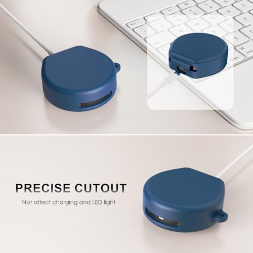 YWXTW Silicone Case for Oura Ring 4 Charging Case, Ultra-Thin Protective Cover with Keychain, Shockproof Dustproof Skin, Easy to Carry (Official Charger NOT Included) (Blue) — view 4