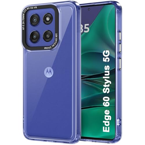 Image of TheGiftKart Hybrid Shockproof Back Cover Case for Motorola Moto Edge 60 Stylus 5G | Stylish Camera Border | Electroplated Buttons | Crystal Clear Hard Back Cover Case (TPU & PC, Transparent Bumper)