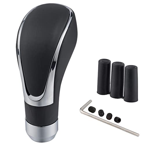 Padaodao Leather Gear Stick Knob Shift Head Lever Shifter Handle Transmission fit Most Automatic Manual Vehicles Trucks Cars, Black