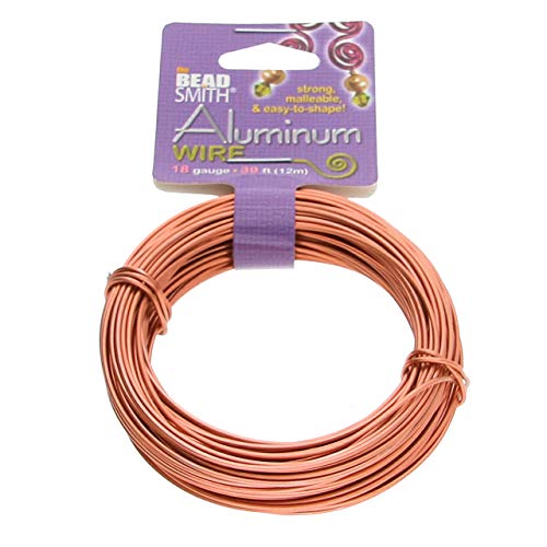 The Beadsmith 18-Gauge Anodized Petite Cut Aluminum Wire for Jewelry Making, 39 Feet / 13 Yard Spool (Copper Color)