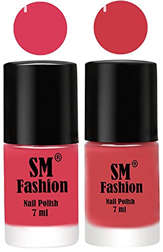 Image of Long Lasting Nail Polish | Nail Paint Combo 7 ml Each) - Set of 2 Rose-Punch Pink