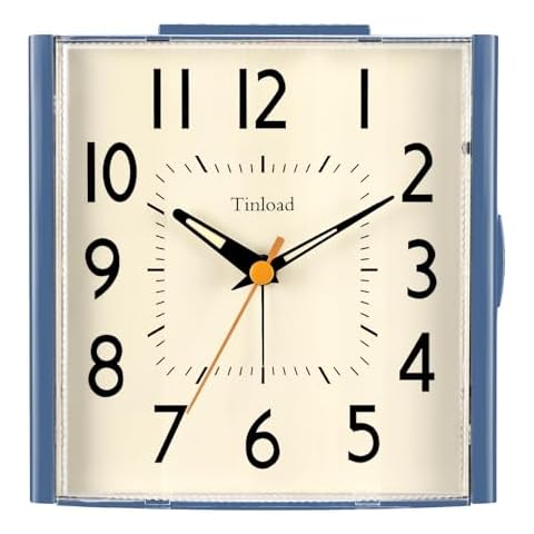 4.7" Large Vintage Retro Analog Alarm Clock, Super Silent Non Ticking Clock with Night Light, Snooze, Battery Operated, Simply Design, for Living Room, Bedroom, Bedside, Desk, Gift Clock Cover