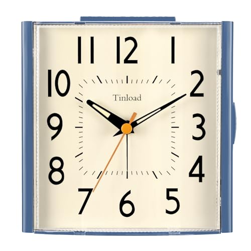 11,9 cm großer analoger Vintage-Retro-Wecker, super leise, nicht tickende Uhr mit manuellem Licht, Schlummerfunktion, batteriebetrieben, einfaches...