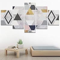 SIGNWIN 5 Panel Canvas Wall Art Modern Art Contemporary Dramatic Geometric Mixed Media Multicolor Patterns for Home Decorations Ready to Hang - 60