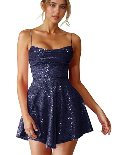 Xijun Short Homecoming Dresses for Teens 2025 Sequin Sparkly HOCO Dress A Line Backless Prom Cocktail Party Gowns