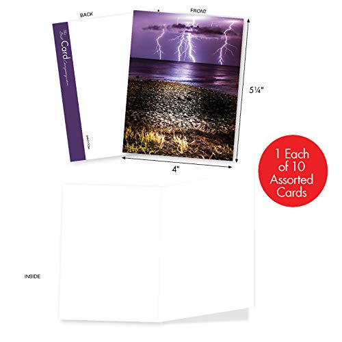 The Best Card Company - Box Of 10 All Occasion Cards Blank (4 X 5.12 Inch) - Scenic Landscape Cards Assorted - Bolts Of Beauty M4621Ocb-B1X10 #TOP1