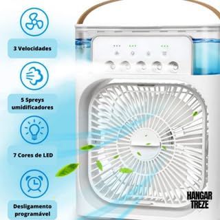 Umidificador de ar portátil climatizador ventilador branco