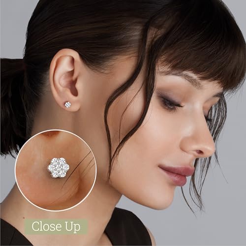 Gilded Lab-Grown Diamond 7 Stone Flower Earrings for Women in 925 Sterling Silver and 14KT Yellow Gold Plated Silver | Hypoallergenic Fine Jewelry | Hinged Closure | SI1 Clarity, F Color |1/4,1/2, 1,2 Carat Total Weight2