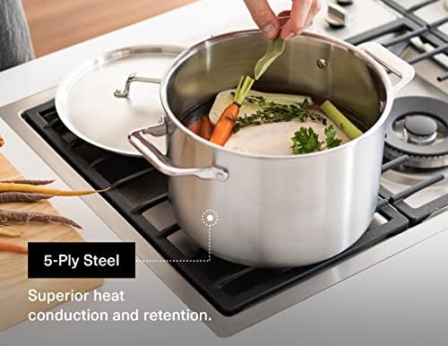 Image of Misen 5-Ply Stainless Steel Stockpot - Large Cooking Pot for Boiling, Simmering & Stewing - Consistent, Even Heating - Durable, Dishwasher Safe - Oven-Safe to 800F, Induction Ready - 6.75 QT