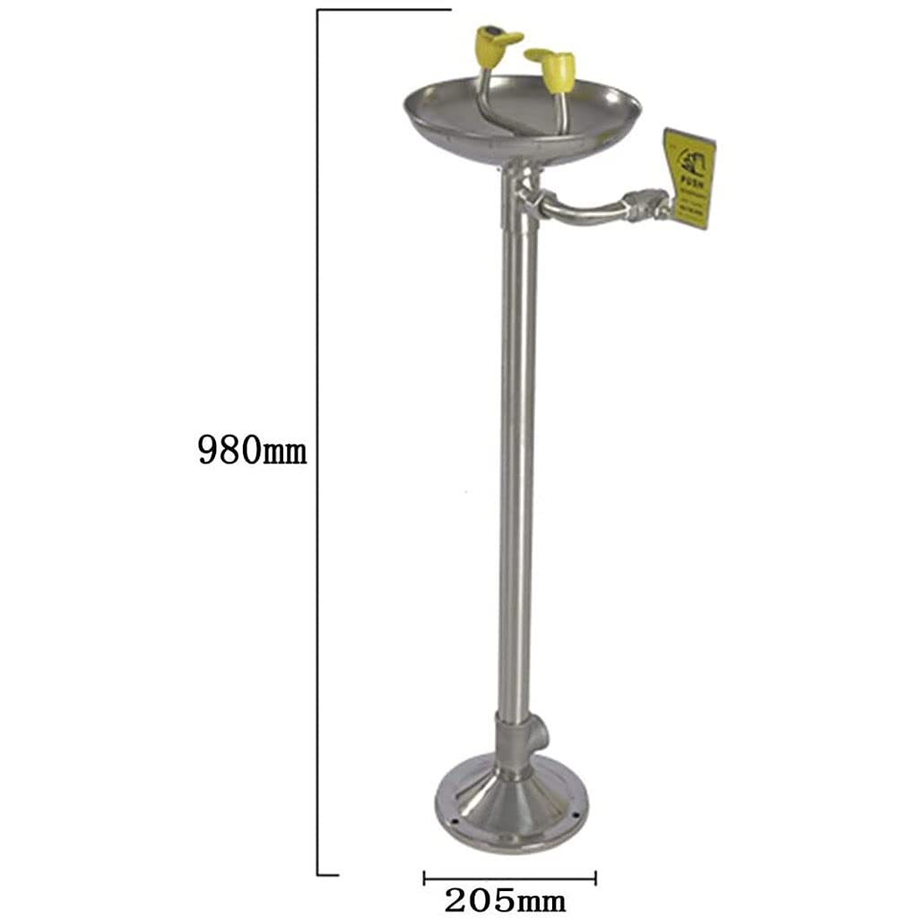 Lavaojos Vertical de Acero Inoxidable Sistema de Ducha lavaojos de Emergencia con función anticongelante Fácil instalación, lavaojos de Doble Puerto