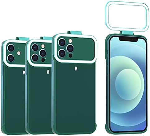 DGPAKA Selfie Ring Light Case for iPhone 12 Pro,Light up for Selfie/Video/Photography/Facetime,5 Lighting Modes Led Illuminated Phone case(IPhone12 Pro,Forest Green)