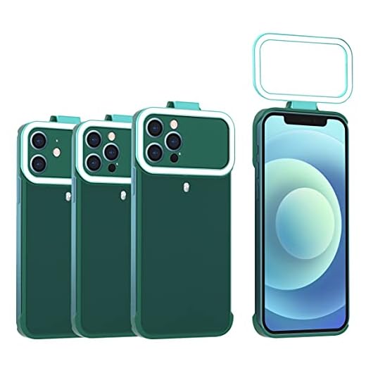 DGPAKA Selfie Ring Light Case for iPhone 12 Pro,Light up for Selfie/Video/Photography/Facetime,5 Lighting Modes Led Illuminated Phone case(IPhone12 Pro,Forest Green)