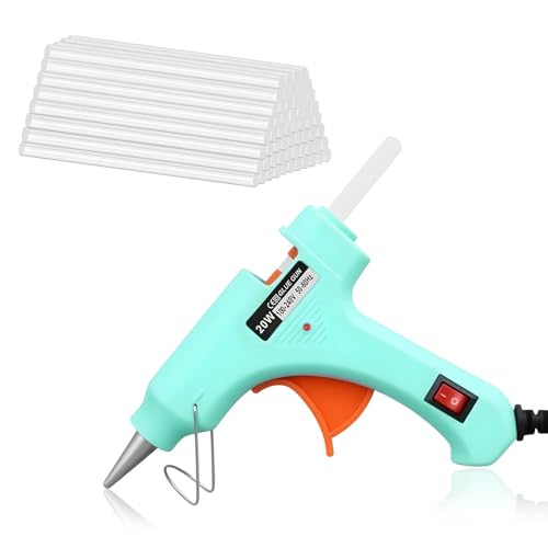 Pistola Silicona Caliente, Mini Pistola Silicona Manualidades 20W con 60pcs 7mm*100mm Barras, Juego de Pistola de Silicona para la Escuela, Manualidades, DIY, Arte o Reparaciones