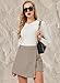 XinYangNi Women's Casual High Waisted Asymmetrical Hem A-line Plaid Dressy Wrap Skort Shorts Coffee and White Medium