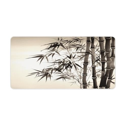Bamboo Tree Image Chinese Calligraphy Desk Pad Rubber Base