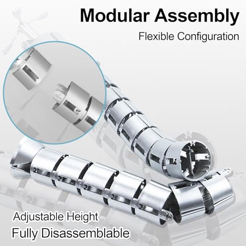 Organizador Flexible de Cables 30in, Canaleta Modular 360° para Gestión de Cables Bajo Escritorio para Oficina o Gaming (Blanco) miniatura 4