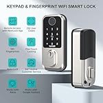Wi-Fi Smart Deadbolt Keyless Entry: 9-in-1 Hornbill Smart Lock for Front Door, Smart Deadbolt Lock, Electronic Keypad Code Fingerprint Unlock, Works with Alexa for Home Office Hotel, Satin Nickel - Image 2