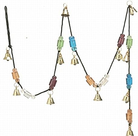 Amazing Chime with Twelve Polished Brass Bells 0.75" High with Beautiful Beads on 48" Long String