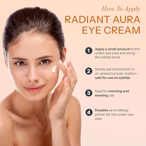Radiant Aura Vitamin C & Vitamin E Under Eye Cream – Anti Aging Treatment For Dark Circles, Puffiness & Fine Lines, Firms And Hydrates Tired Eyes – Dermatologist Tested, Korean Skin Care – Pack of 2