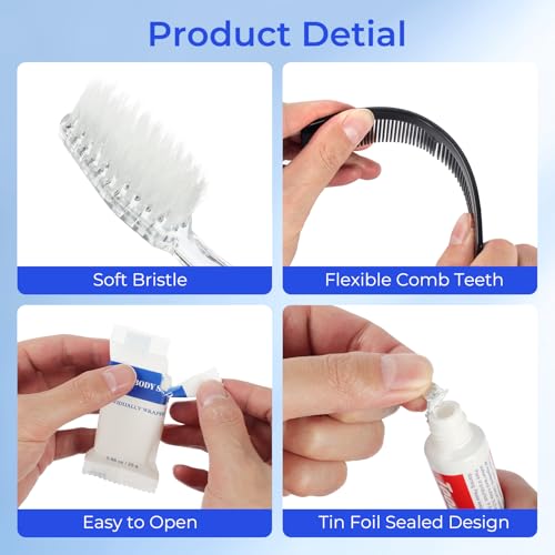 Zhjianup Disposable Toiletry Amenities, Travel Size Toiletries Kits, Personal Hygiene Supplies for Homeless, Individually Wrapped Care Essentials (5 in 1, 5 Packs)