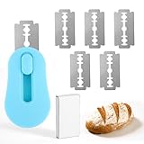 Goktvai Magnetisches Brot Lame Teigeinschneidewerkzeug, Einziehbarer Schiebe Sauerteig Brotlame mit 5 Wechselklingen Edelstahl Teigschneider für Backzubehör (Blau)
