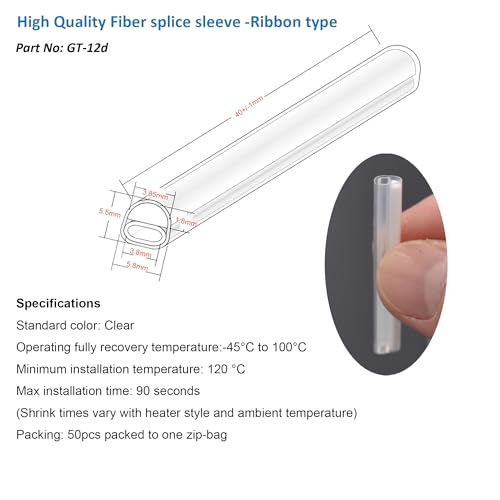 Protector de empalme de fibra múltiple de 40 mm para asegurar de 1 a 12 cintas en pack de 100 3