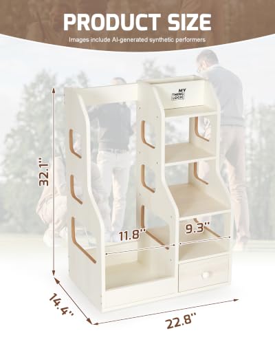 Image of Mythinglogic Wooden Golf Bag Storage Rack for 1 Full-Size Bag with Drawer