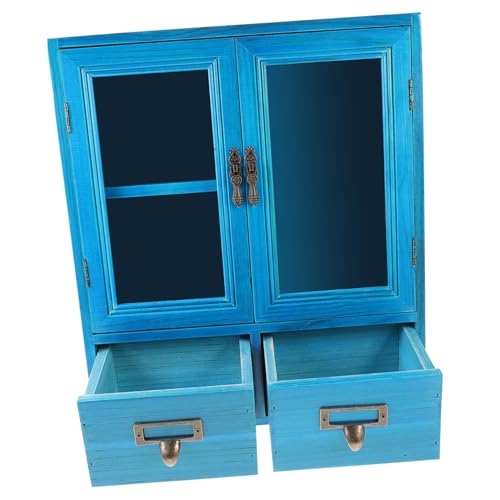 EPIGEIST Armario de Pared Vintage de Madera con Doble Puerta Mueble Rústico para Almacenaje y Exhibición Salón Dormitorio o Cocina Gabinete Multifuncional de Madera Sólida