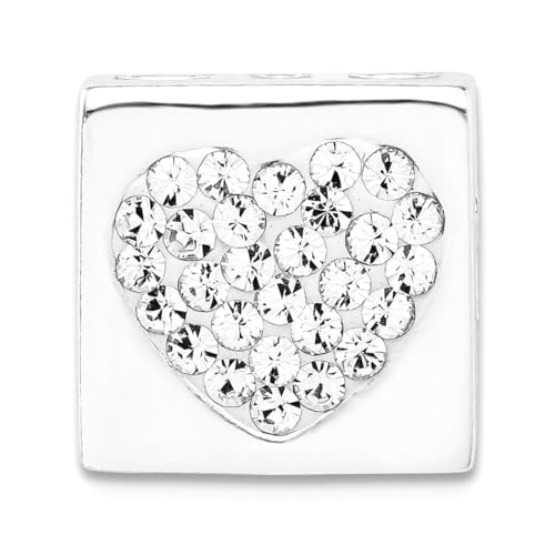 Collier pendentif cœur argent sterling 925 poli 14x14mm avec cristal Stellux brillant