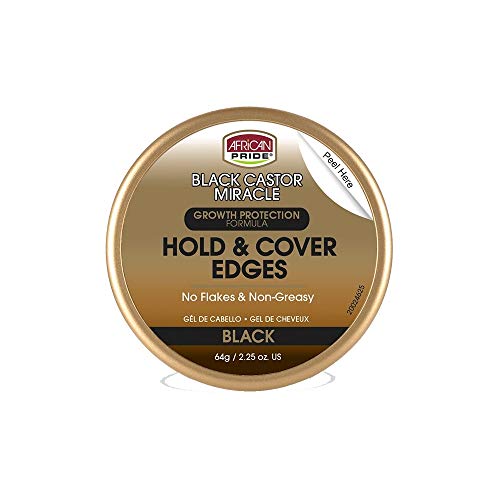 African Pride Black Castor Miracle Hold and Cover Edges Black, 2.25 oz