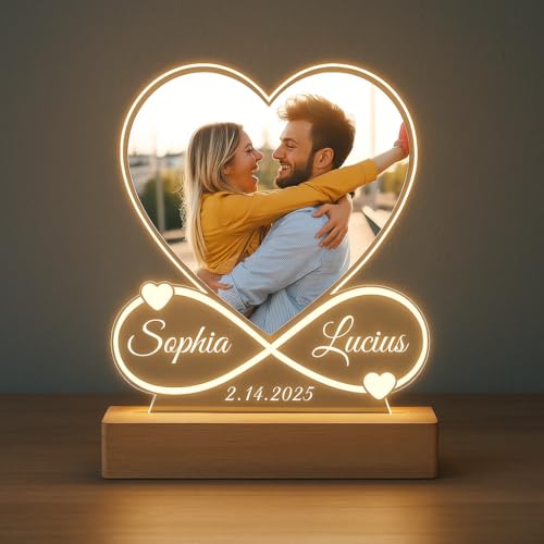 Lámpara LED personalizable de mesa con grabado de pareja miniatura 5