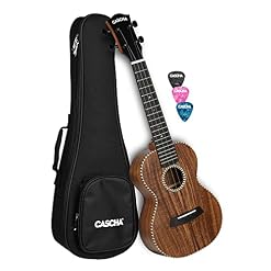 CASCHA Ukulélé de concert en acacia avec étui rembourré et 3 médiators - Les Beatles, Paul McCartney, John Lennon, RIngo Starr, George Harrison