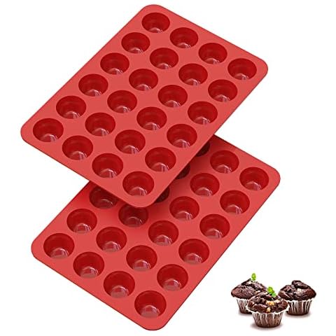 SILIVO 2-inch Deep Mini Muffin Pans Nonstick 24 Cup(2 Pack) - Mini Cupcake Pans - Silicone Mini Muffin Tins for Muffins, Cupcakes and Egg Bites Cover